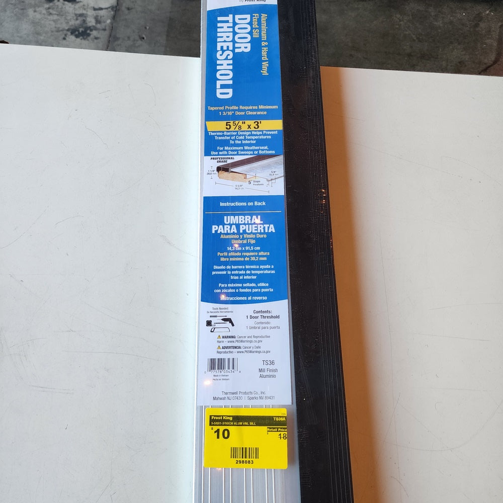 5-5/8 in. x 3 ft. Silver& Brown Fixed Sill Threshold (TS36A) 5-5/8 in. x 3 ft. Silver& Brown Fixed Sill Threshold (TS36A)